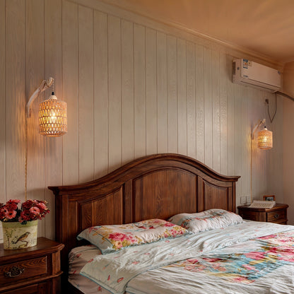 Rattan Wood Wall Lamp