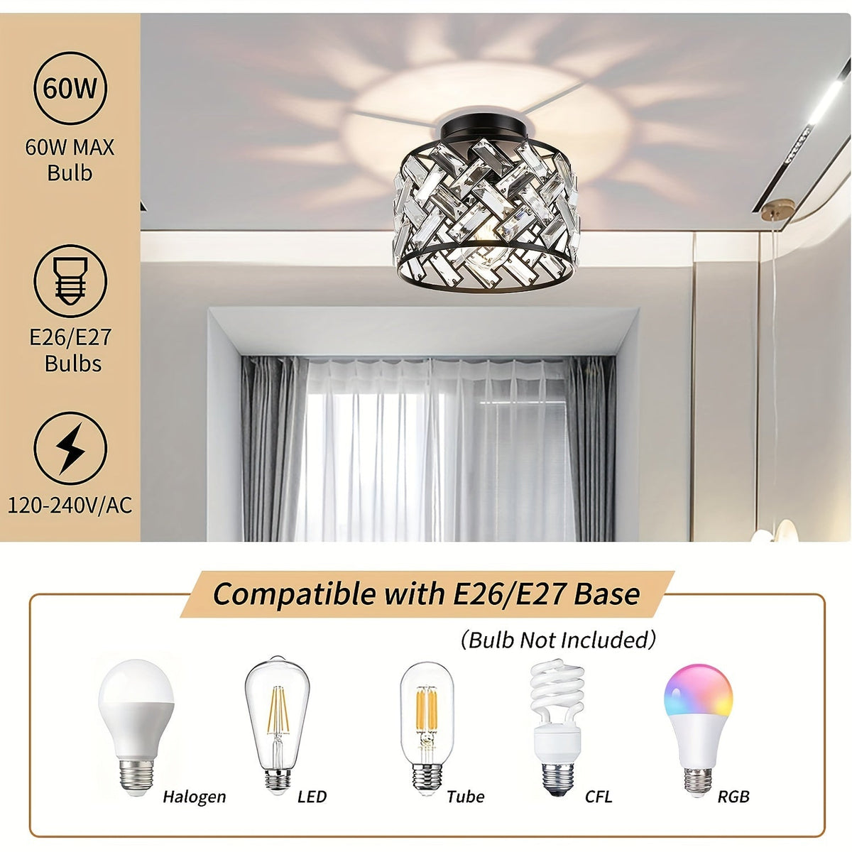 Crystal Flush Mount Light