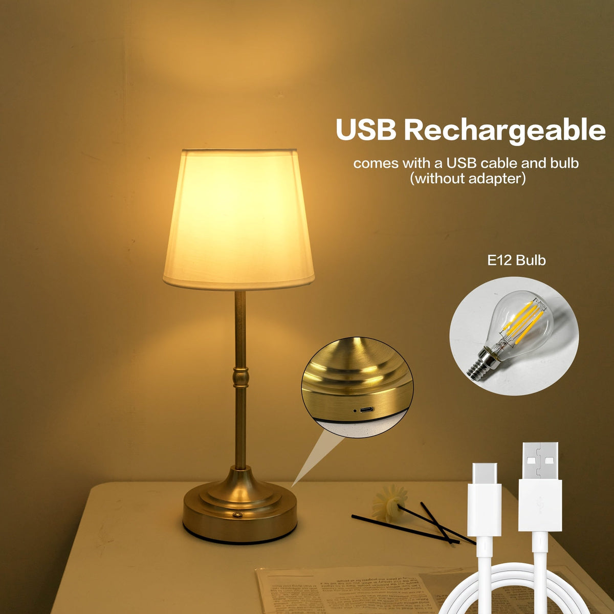 Cordless Fabric Table Lamp