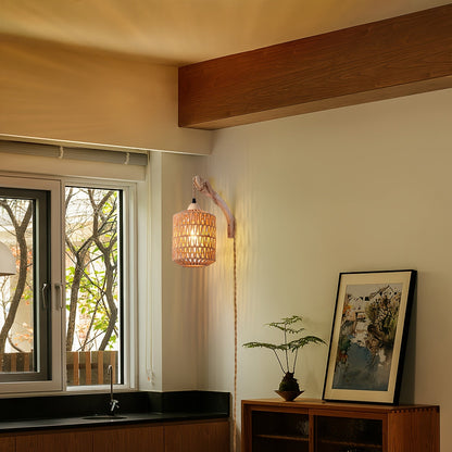 Rattan Wood Wall Lamp