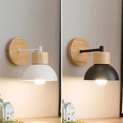 Wood & Metal Bedside Wall Lamp