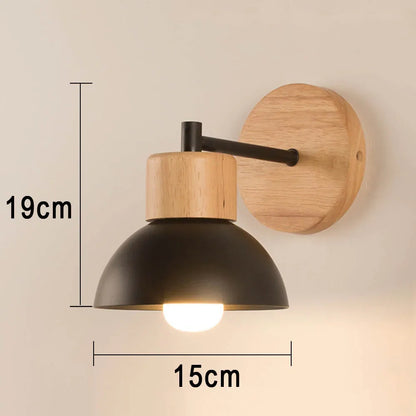 Wood & Metal Bedside Wall Lamp