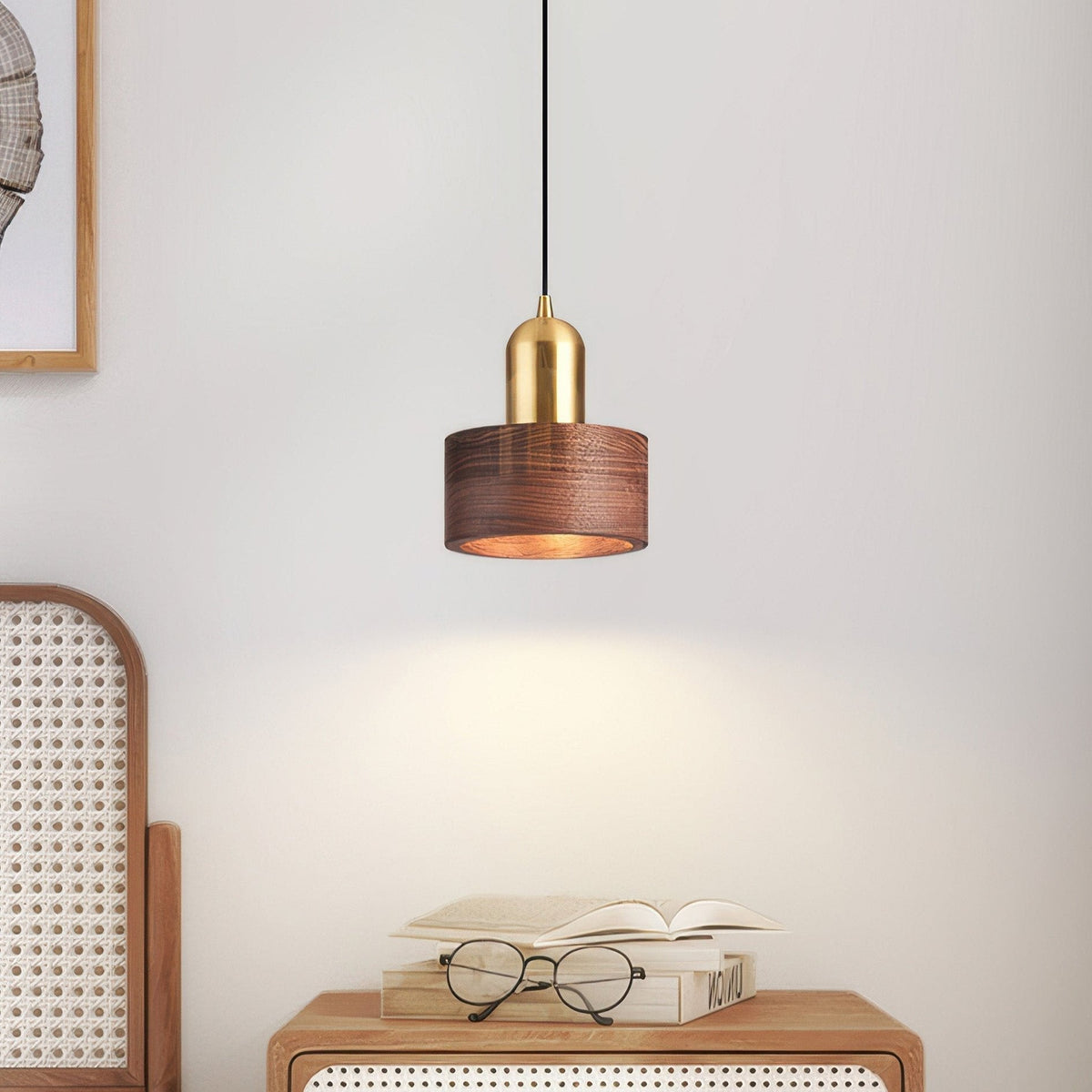 Cylinder Walnut Pendant Light