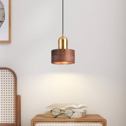 Cylinder Walnut Pendant Light