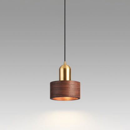 Cylinder Walnut Pendant Light