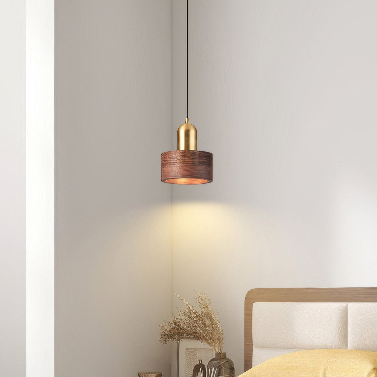 Cylinder Walnut Pendant Light