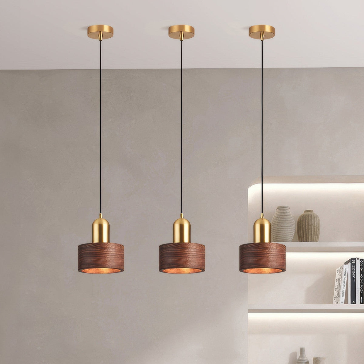 Cylinder Walnut Pendant Light