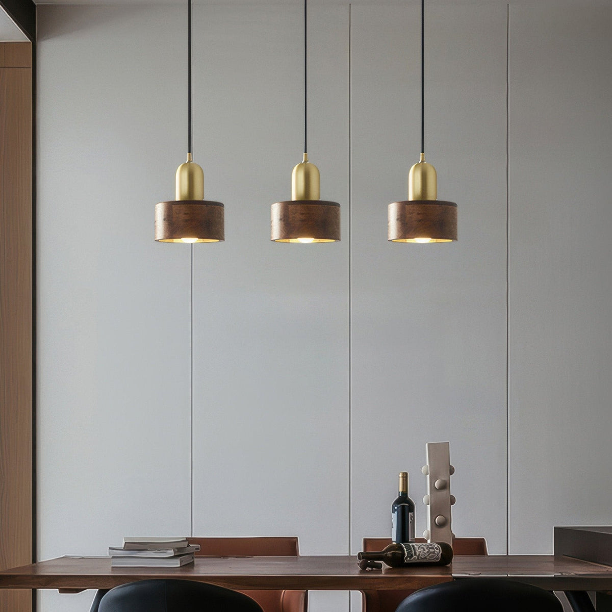 Cylinder Walnut Pendant Light