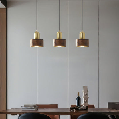Cylinder Walnut Pendant Light