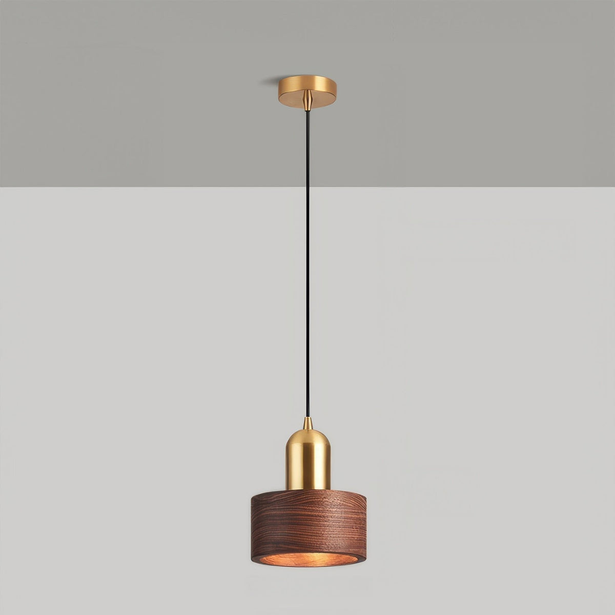 Cylinder Walnut Pendant Light
