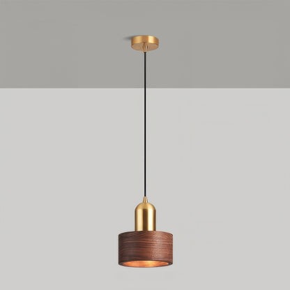 Cylinder Walnut Pendant Light