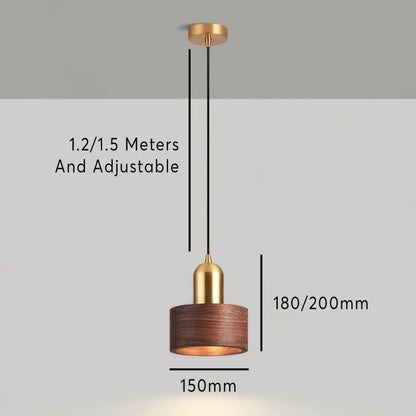 Cylinder Walnut Pendant Light