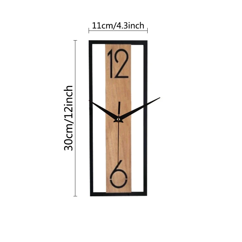 Rectangular Wood Grain Wall Clock