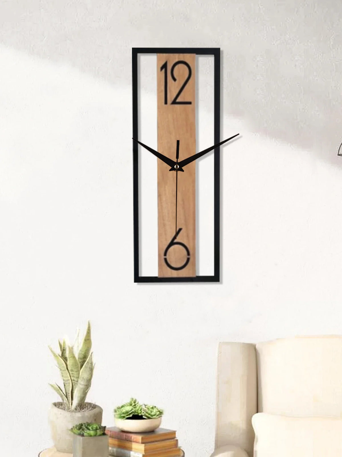 Rectangular Wood Grain Wall Clock