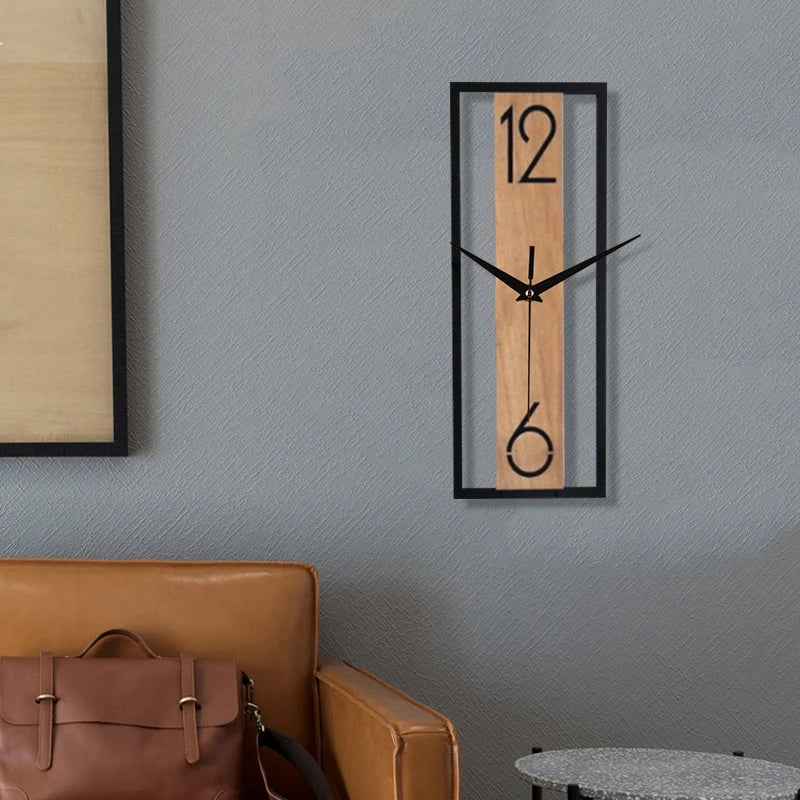 Rectangular Wood Grain Wall Clock