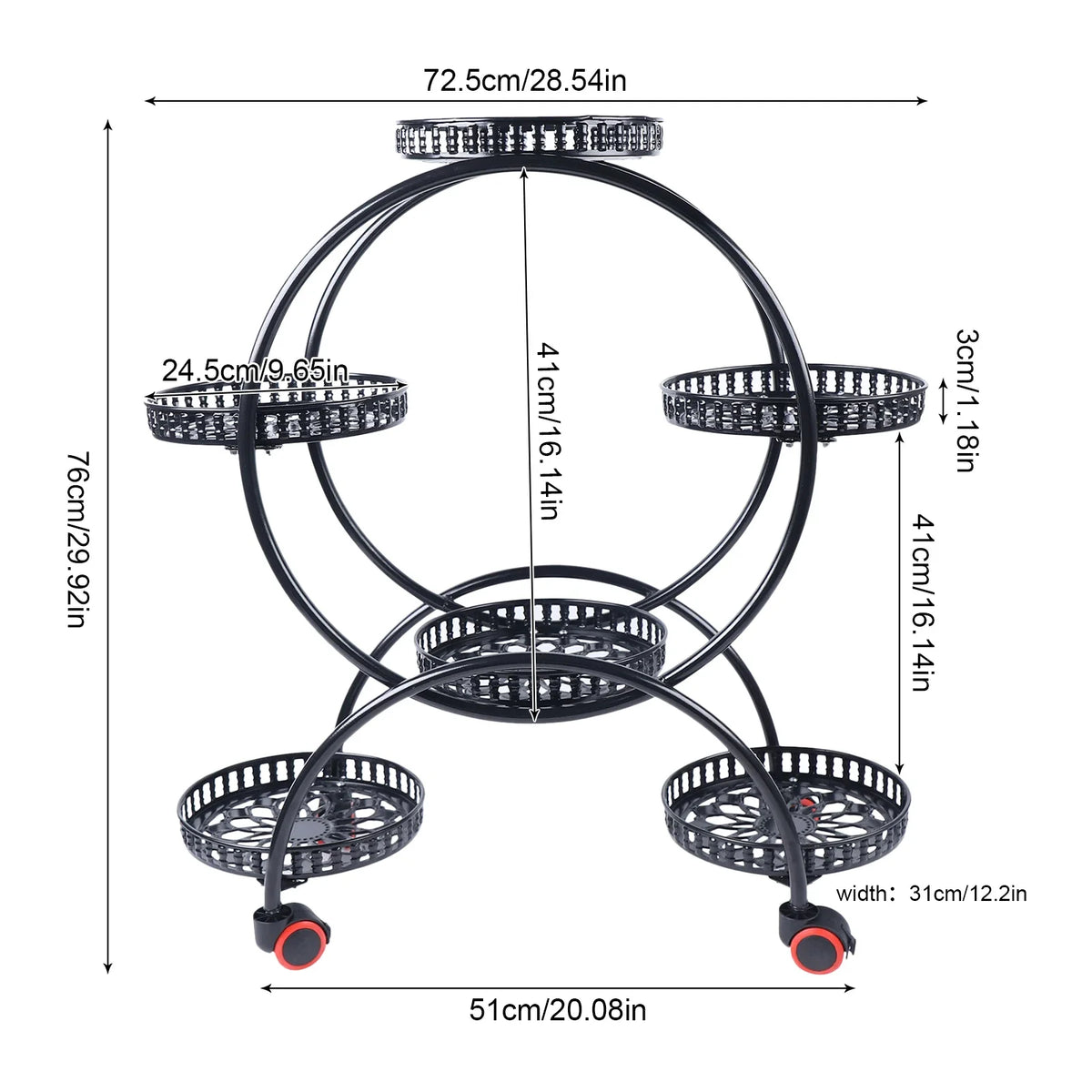 6-Tier Rolling Plant Stand
