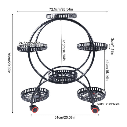 6-Tier Rolling Plant Stand