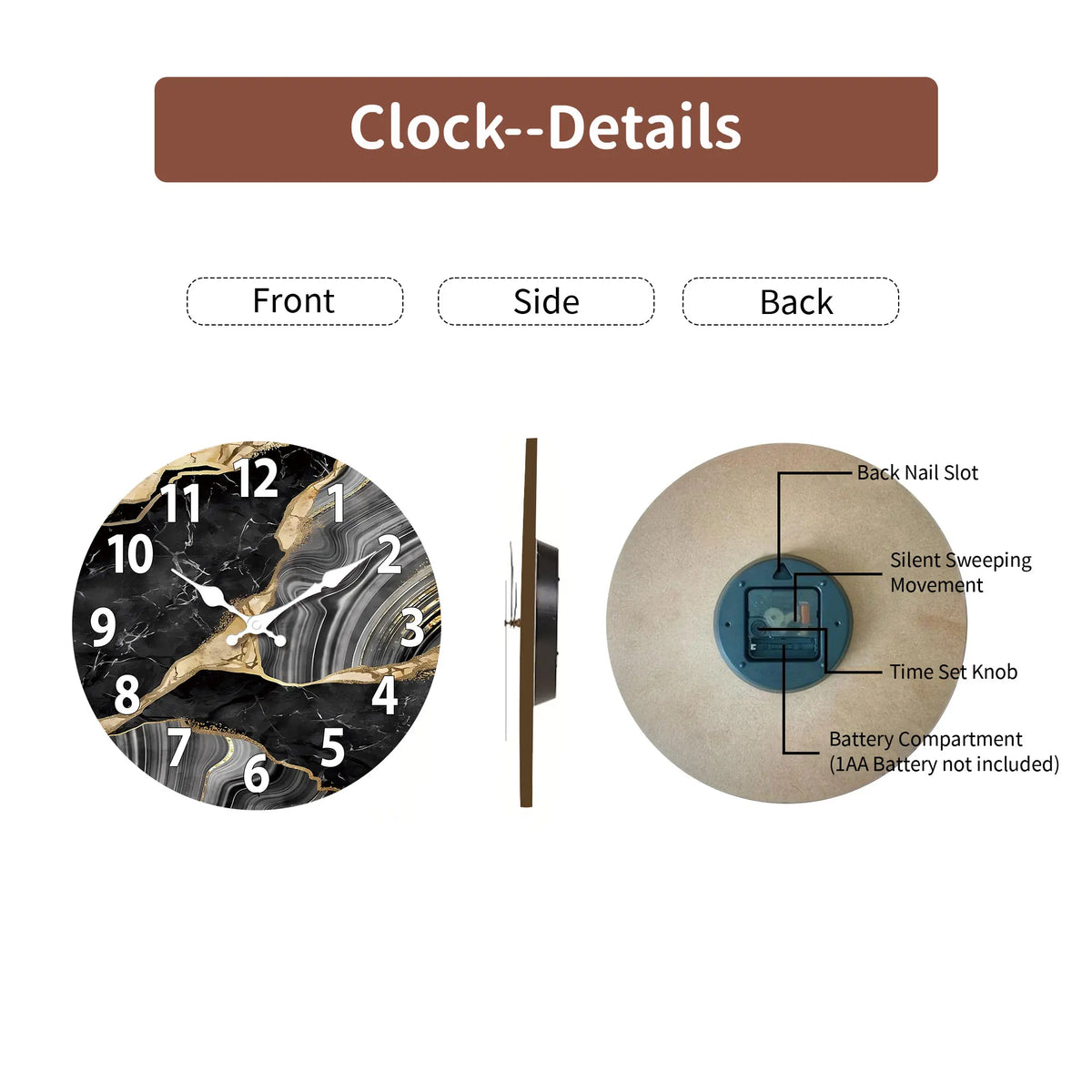 MarbellaTime Wooden Wall Clock
