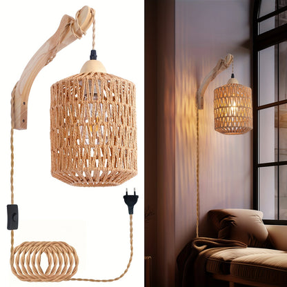 Rattan Wood Wall Lamp