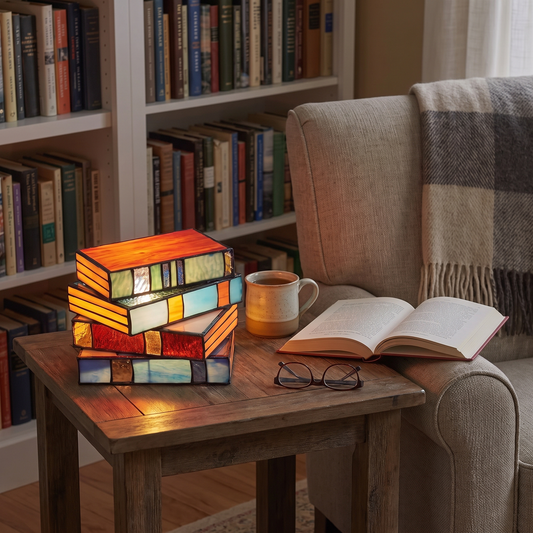 Stained Glass Book Lamp lifestyle