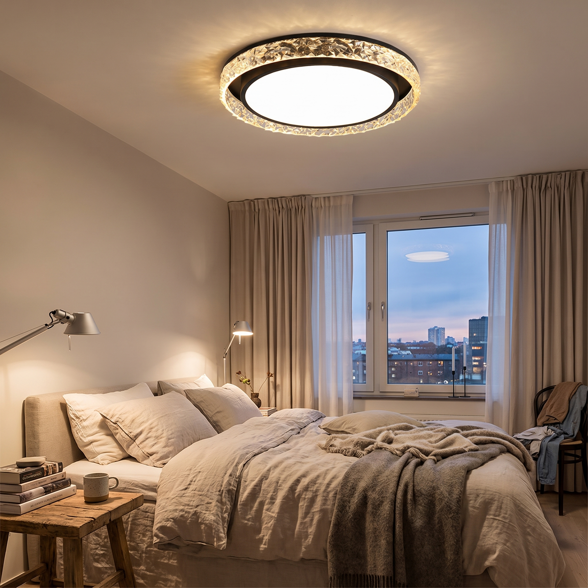 Crystal Halo LED Ceiling Light | Remote Dimmable Flush Mount lifestyle