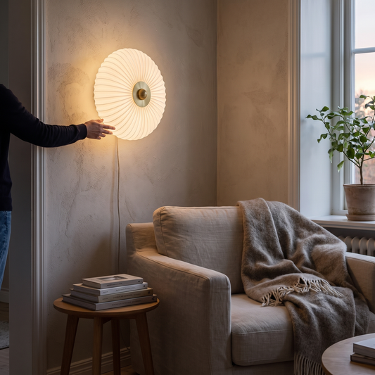 Nordic Vintage Glass Wall Sconce | Striped Round Disc Light lifestyle