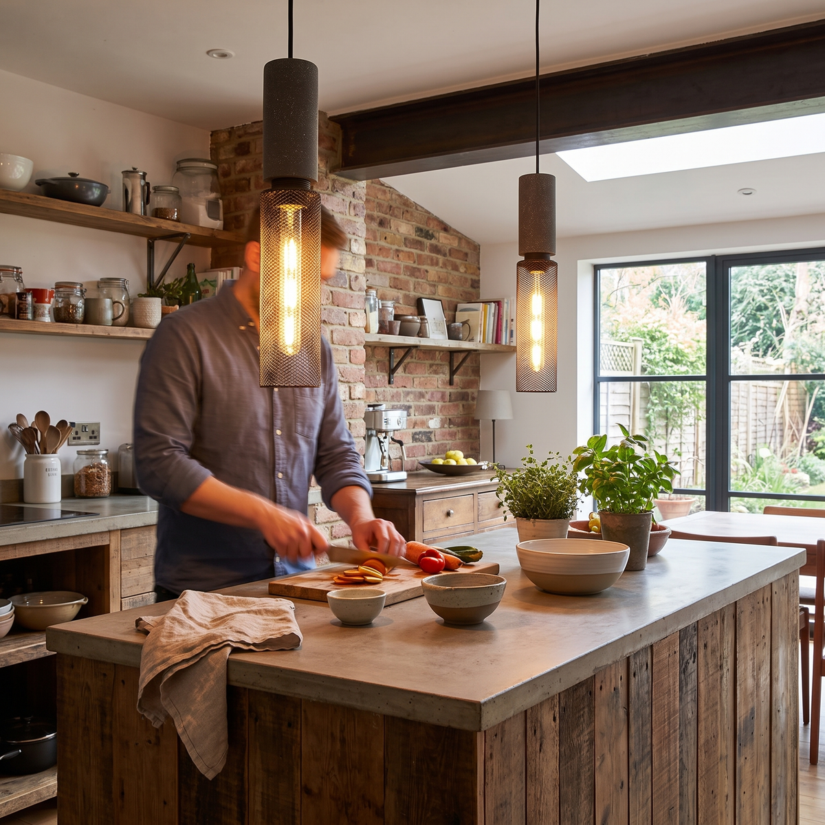 Urban Concrete Pendant Light | Industrial LED Hanging Lamp lifestyle