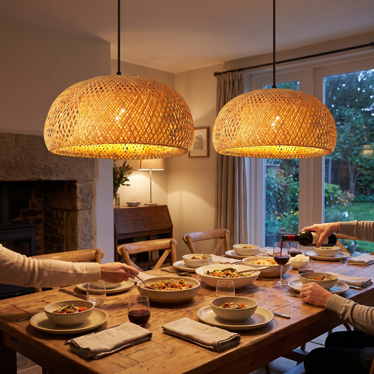 Natural Bamboo Pendant Lamp | Handwoven Rattan Light Fixture lifestyle
