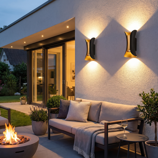 Modern Black & Gold Wall Light | Waterproof LED Up & Down La lifestyle