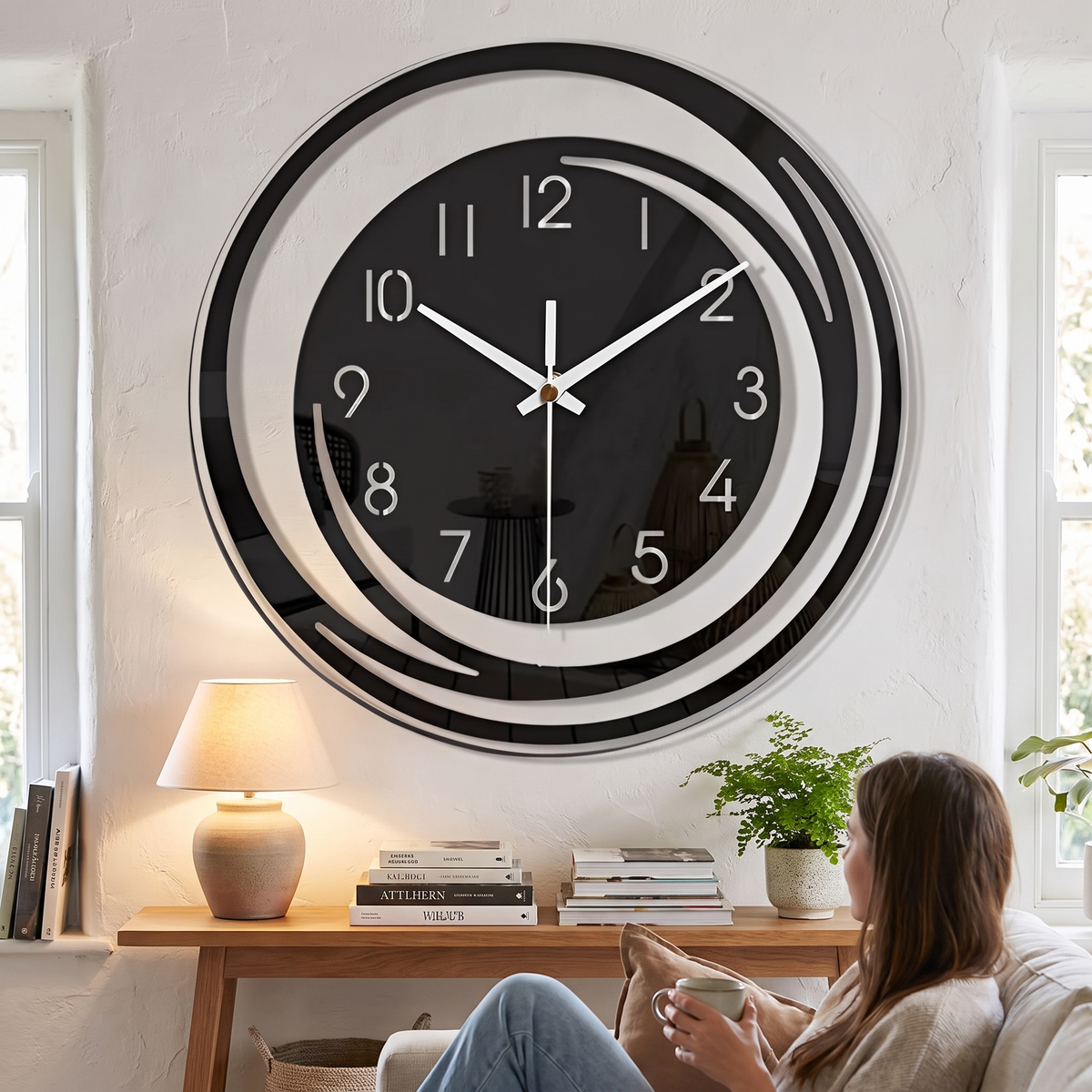 Sorana Wall Clock | Modern Black Acrylic Scandinavian Design lifestyle