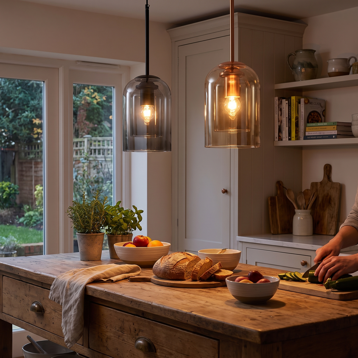 Mica Mid-Century Pendant Lamp | Double Glass Shade lifestyle