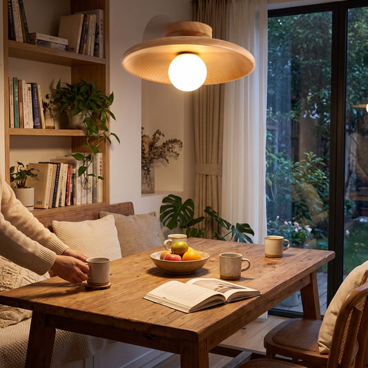 Modern Wooden Ceiling Light | Minimalist Semi-Flush Mount lifestyle