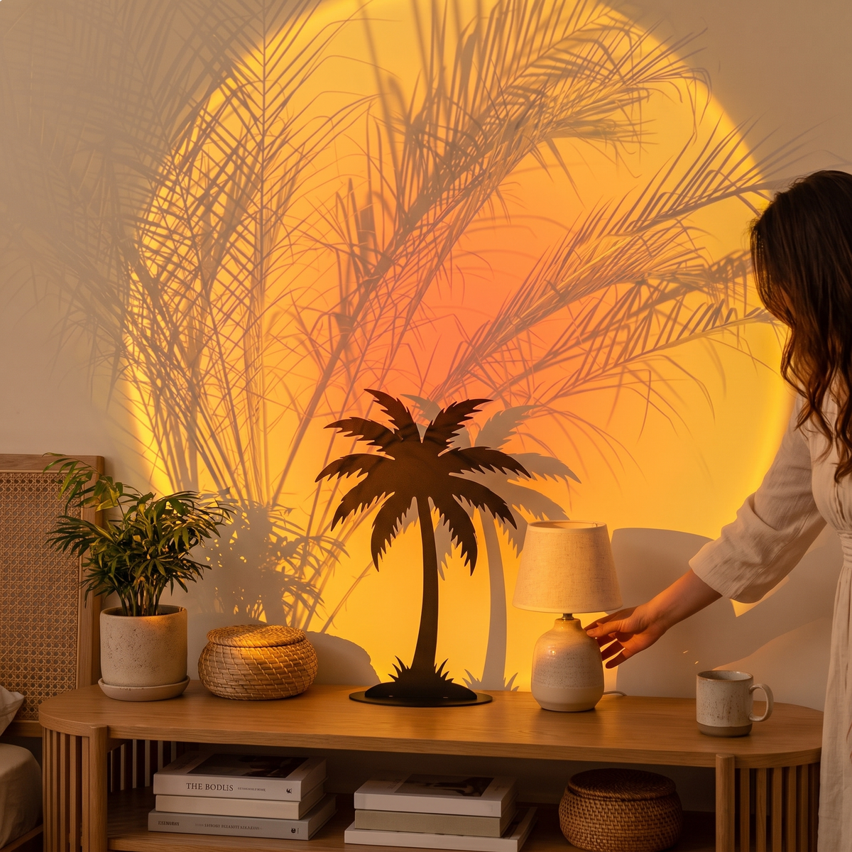 Rustic Wooden Wall Sconce | Handwoven Rattan & Wood Light Fi lifestyle