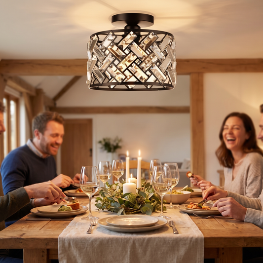 Modern Crystal Semi Flush Mount Ceiling Light | Elegant Deco lifestyle