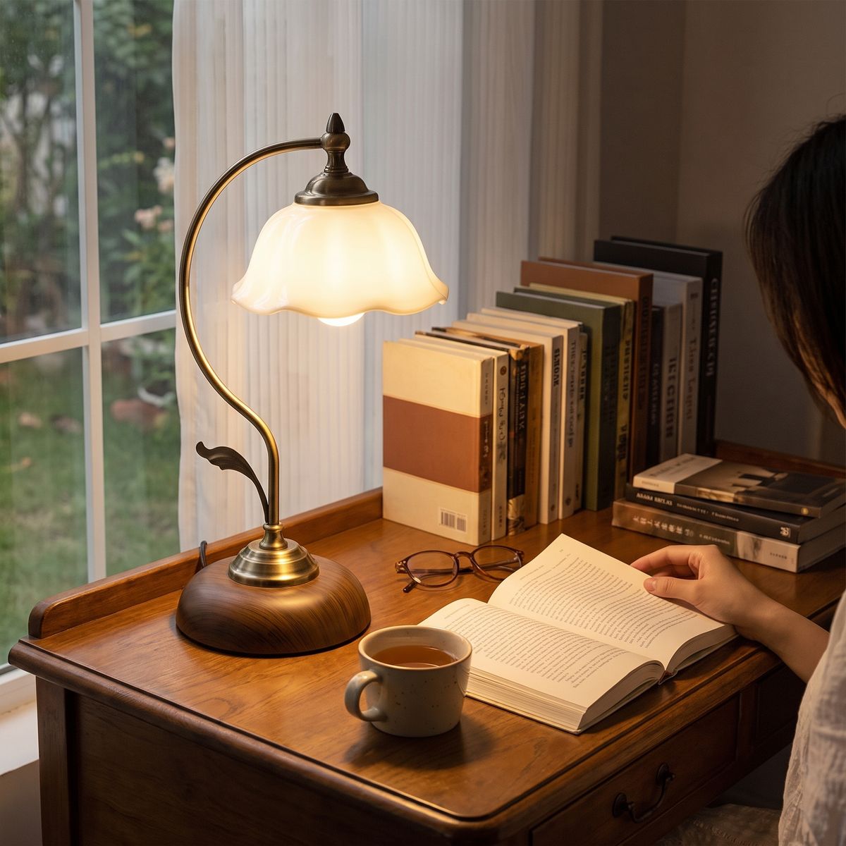 Vintage Goose Neck Table Lamp | Antique Brass USB Bedside Li lifestyle