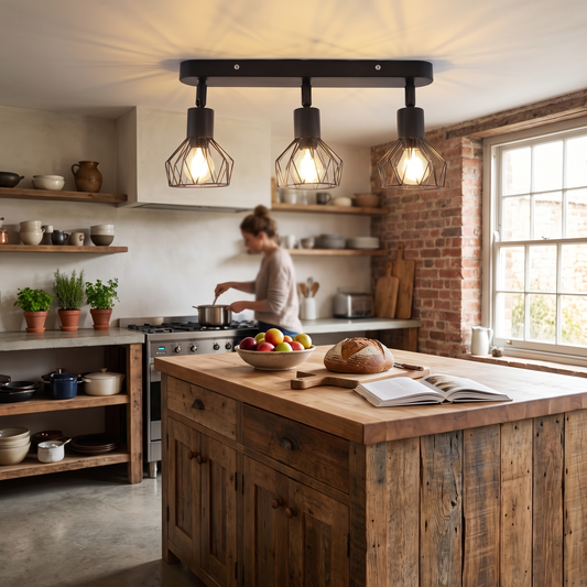 Vintage 3-Light Ceiling Spotlight | Industrial Black Metal F lifestyle