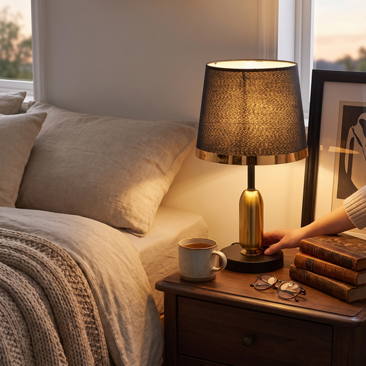 Vintage Black & Gold Table Lamp | Modern Retro Accent Light lifestyle