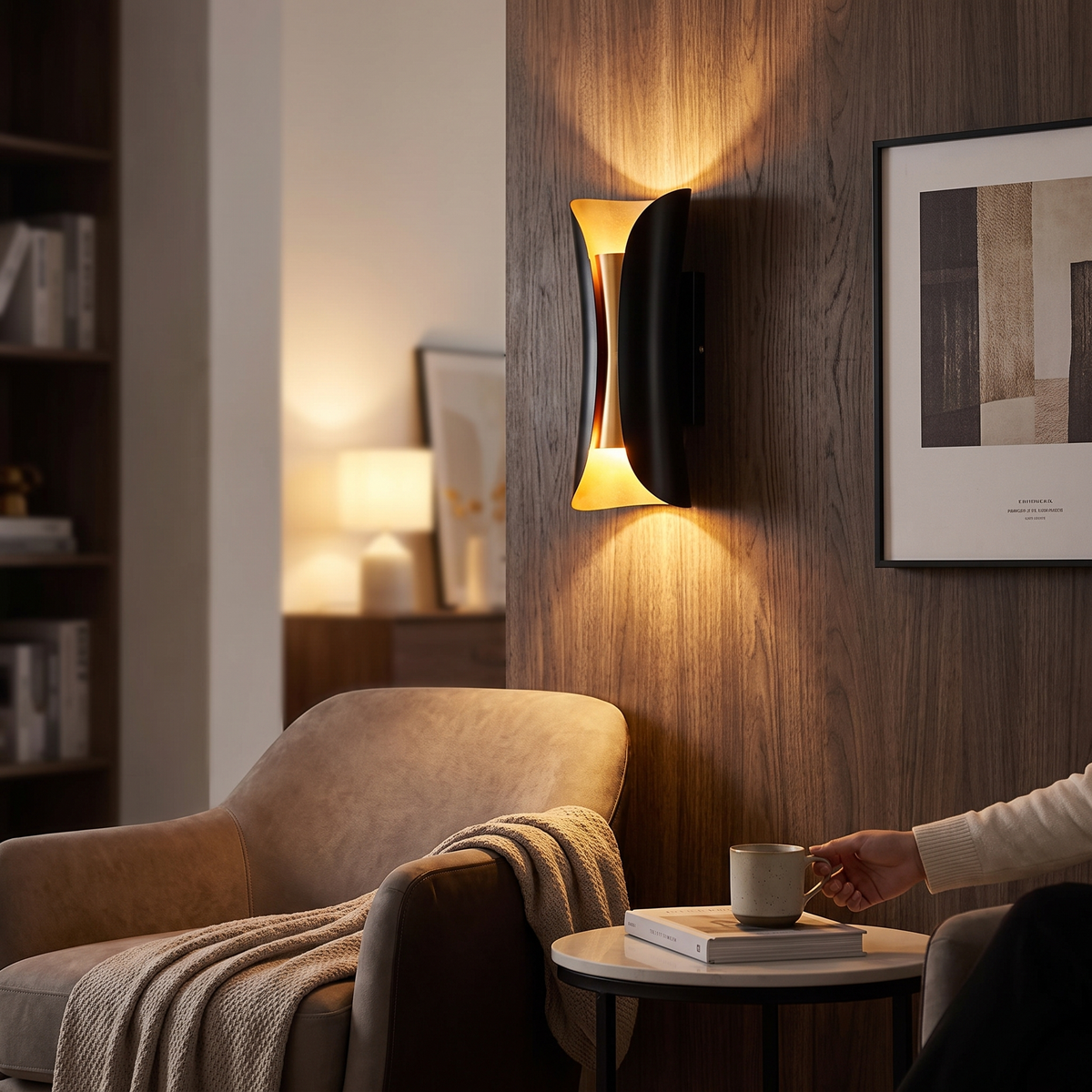 Modern Curl Wall Sconce | Black Metal Indoor Wall Light lifestyle