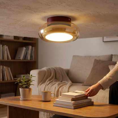 June Retro Glass Flush Mount Ceiling Light | LED Indoor Lamp lifestyle