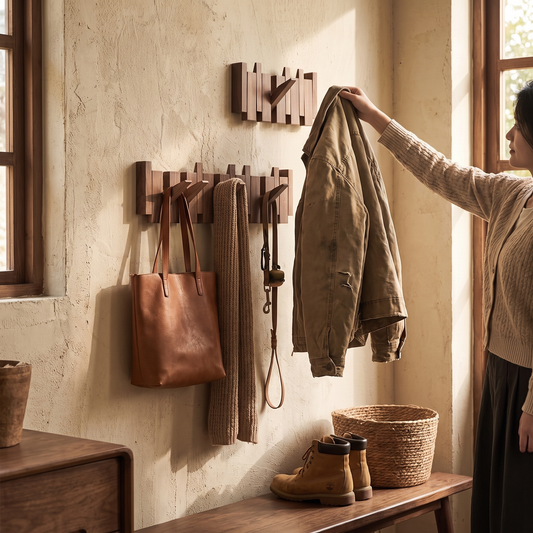 Wooden Wall Hooks | Foldable Piano Key Design Hanger Rack lifestyle