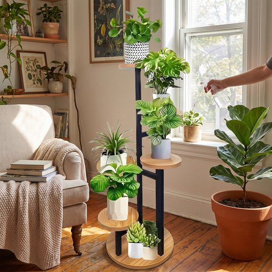 Verdura | 6-Tier Round Plant Stand | Wooden lifestyle