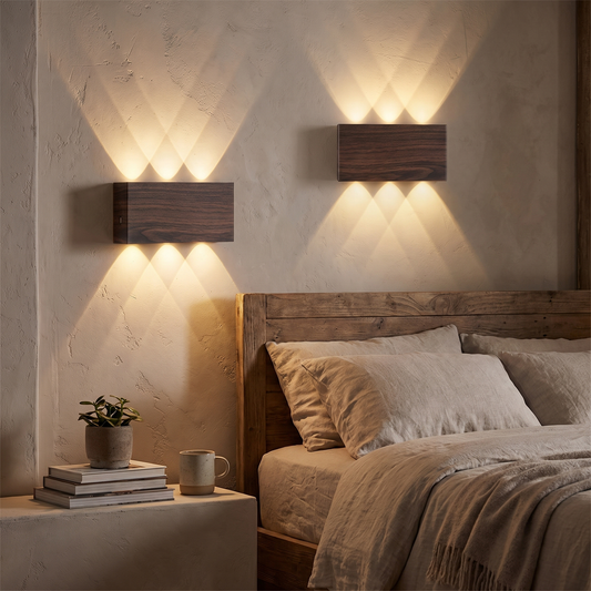 LumiBlock Rechargeable Wall Lamp | Minimalist Wood-Grain Des lifestyle
