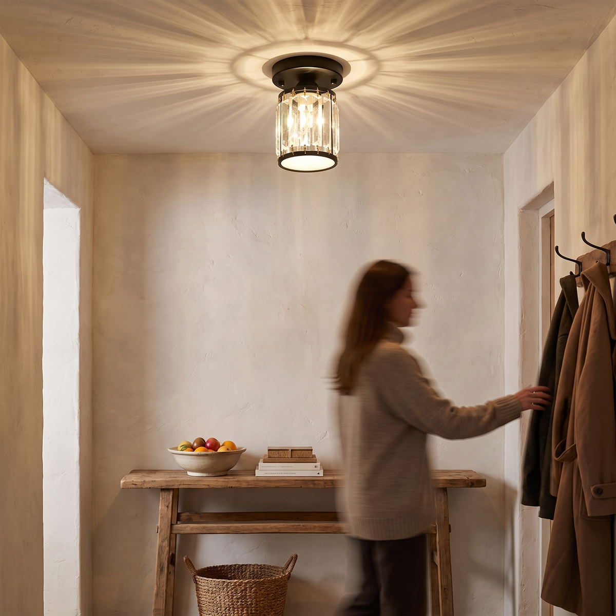 Crystal Foyer Ceiling Light | Modern Semi-Flush Design lifestyle