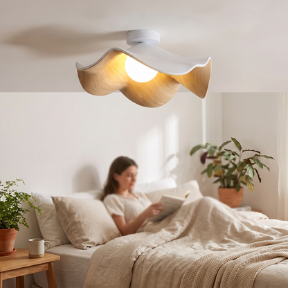 Scandinavian Wooden Lotus Ceiling Light | Resin & Iron Moder lifestyle