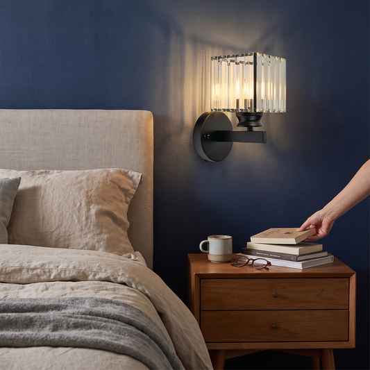 Crystal Wall Light | Modern Glass & Iron Sconce lifestyle