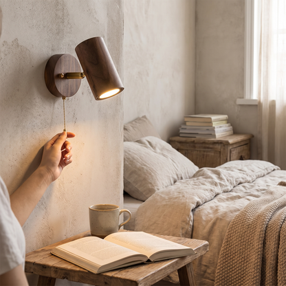 Arlo Wall Lamp | Retro Walnut LED Spotlight lifestyle