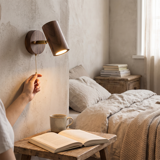 Arlo Wall Lamp | Retro Walnut LED Spotlight lifestyle