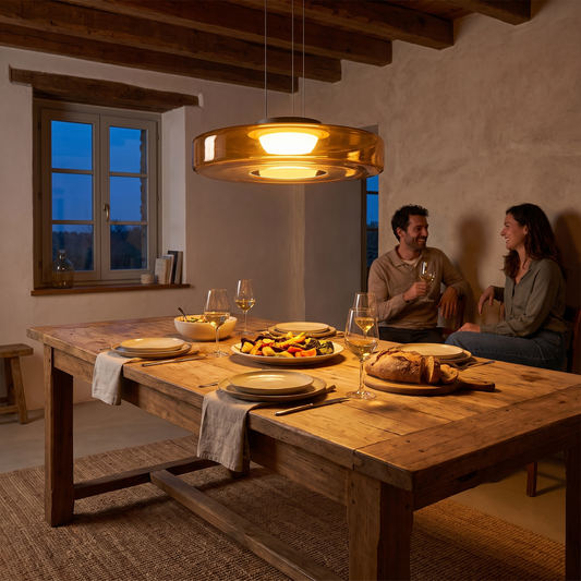 Bauhaus Glass Pendant Light | Modern Layered LED Hanging Lam lifestyle