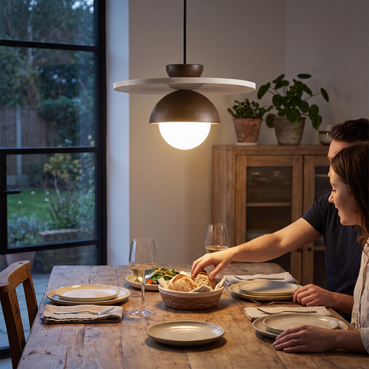 Denmark Pendant Light | Walnut & Stone LED Chandelier lifestyle