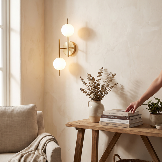 Astra Wall Light | Dual Globe Modern Gold Design lifestyle
